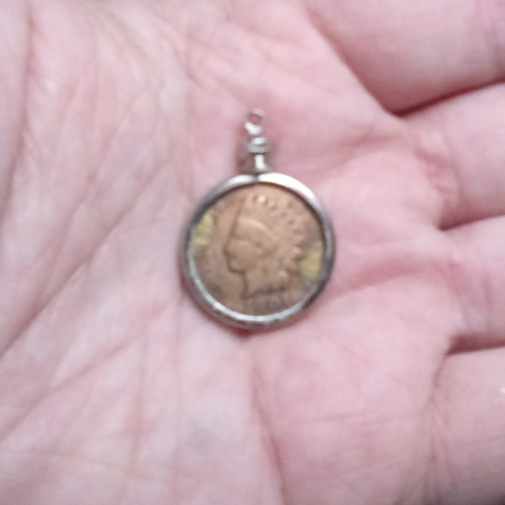 1901 Toned Native American Penny Necklace Charm🎗